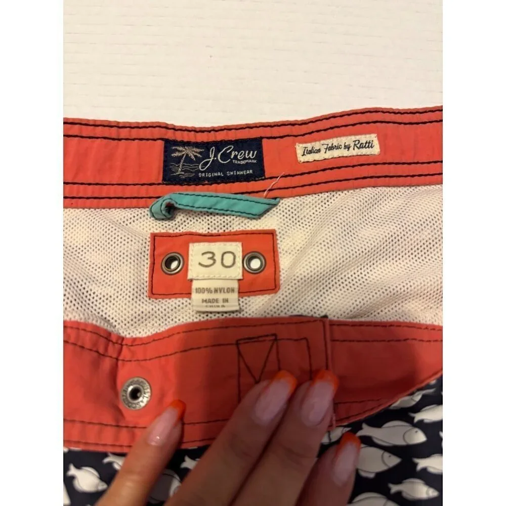 J. Crew's Easterly Fish Board Swim Shorts for men Size 30